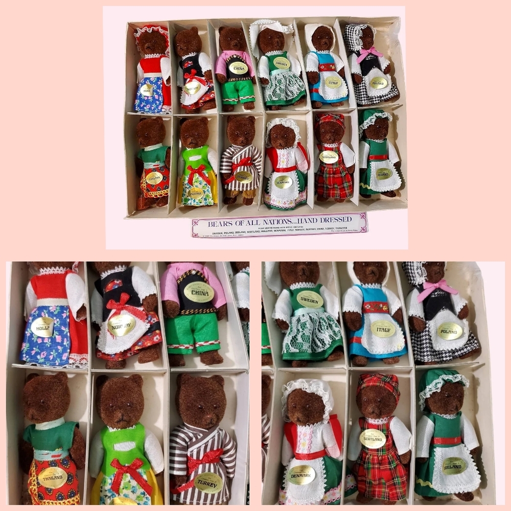 Vintage bears of all nations, in box